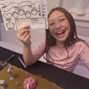 Simplified Character Sheet Held By Elementary Student